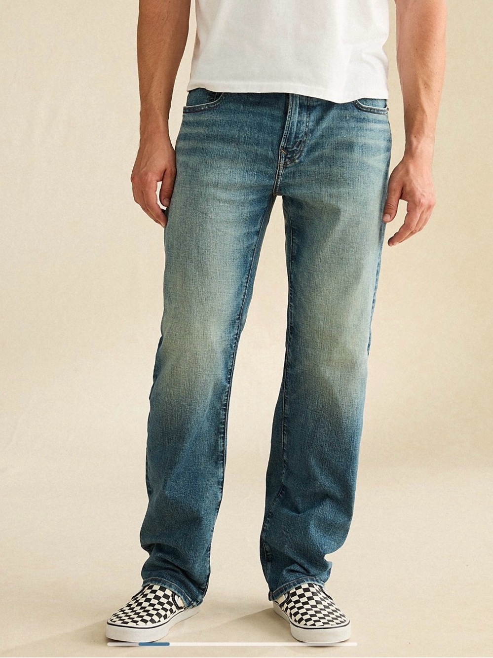 American Eagle Outfitters Men's Straight Fit Faded Blue Jeans